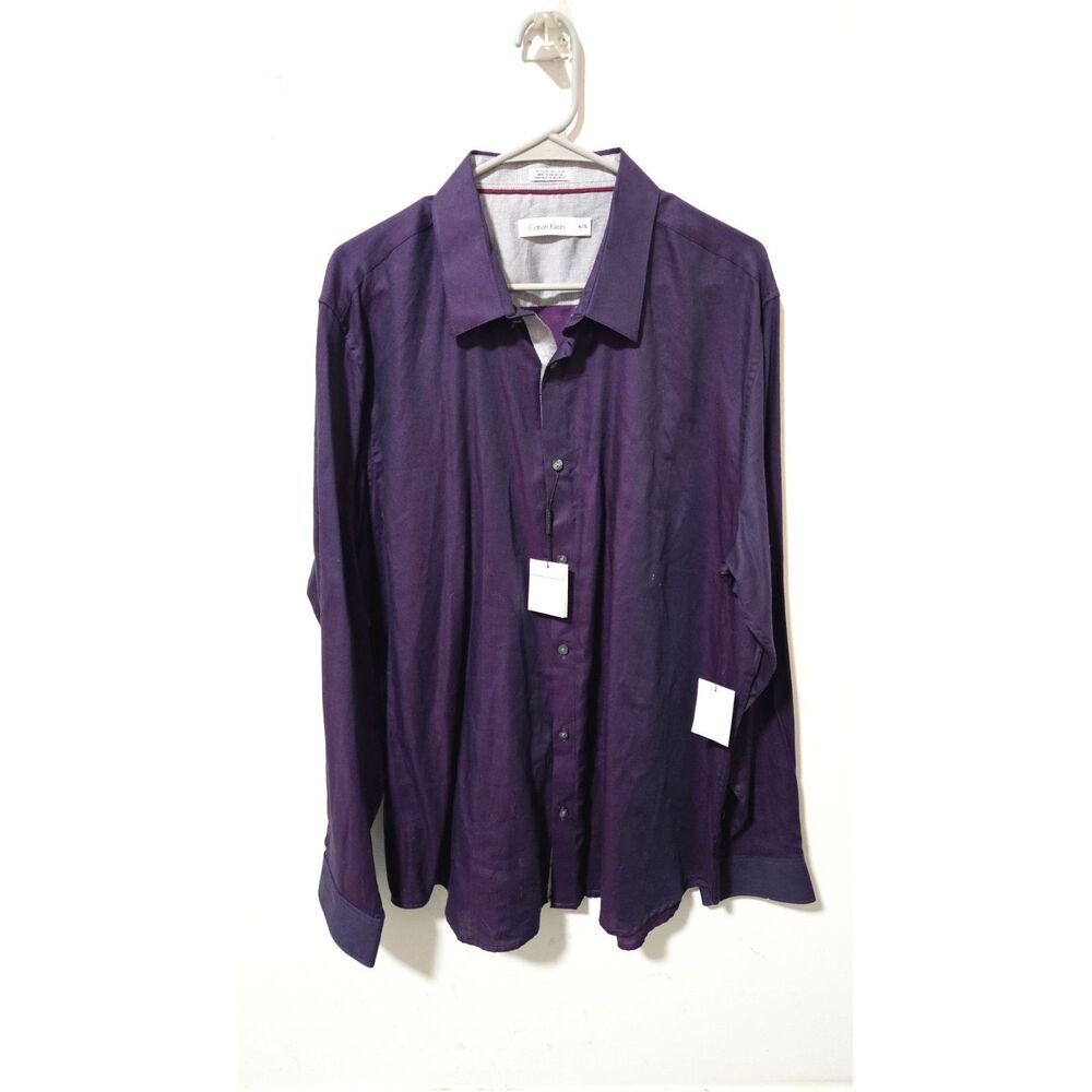 NWT Calvin Klein Velvet Plum Button Up Shirt Size XL